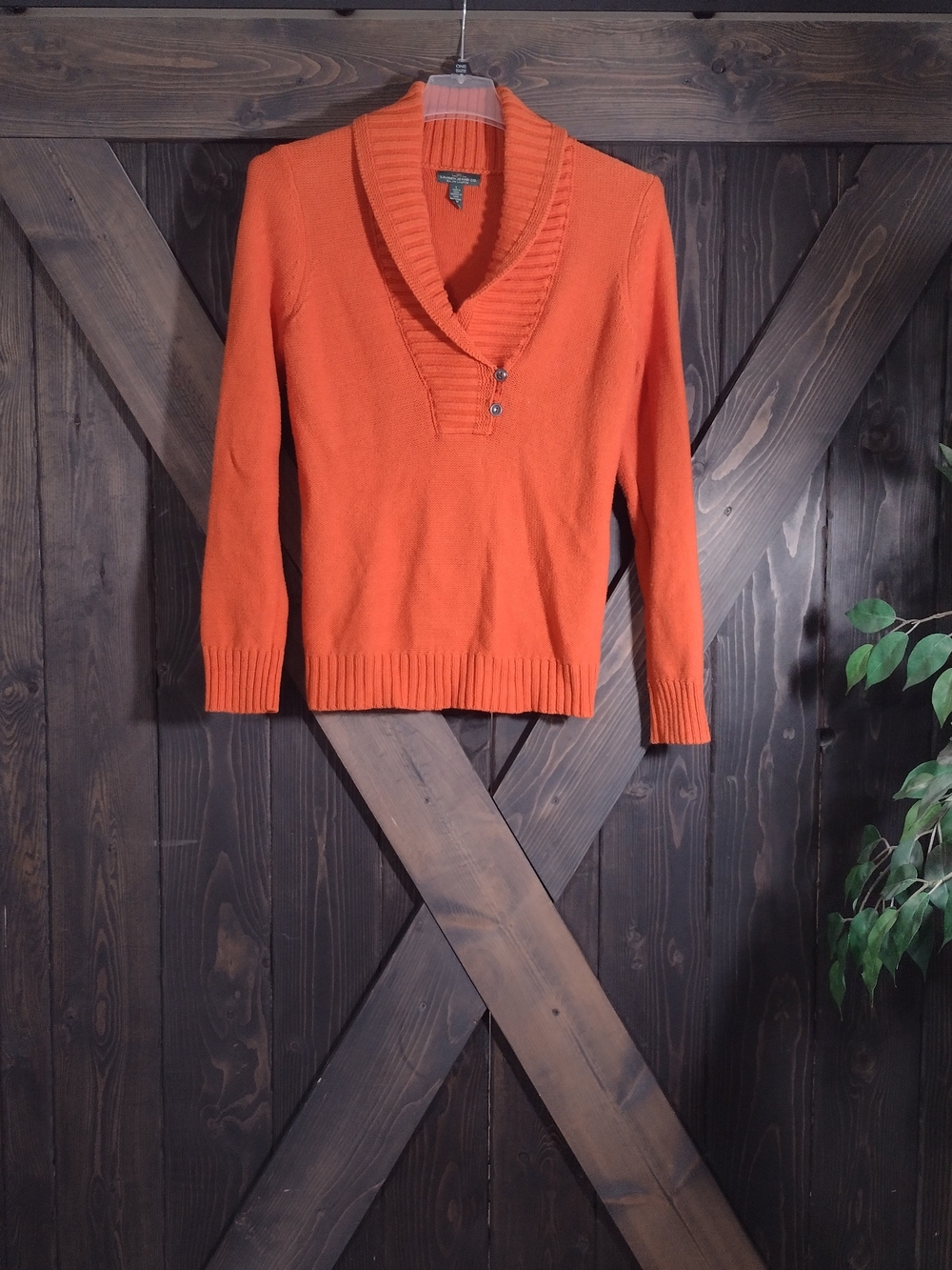 Lauren Ralph Lauren  Orange Shawl Collar Sweater Size Large